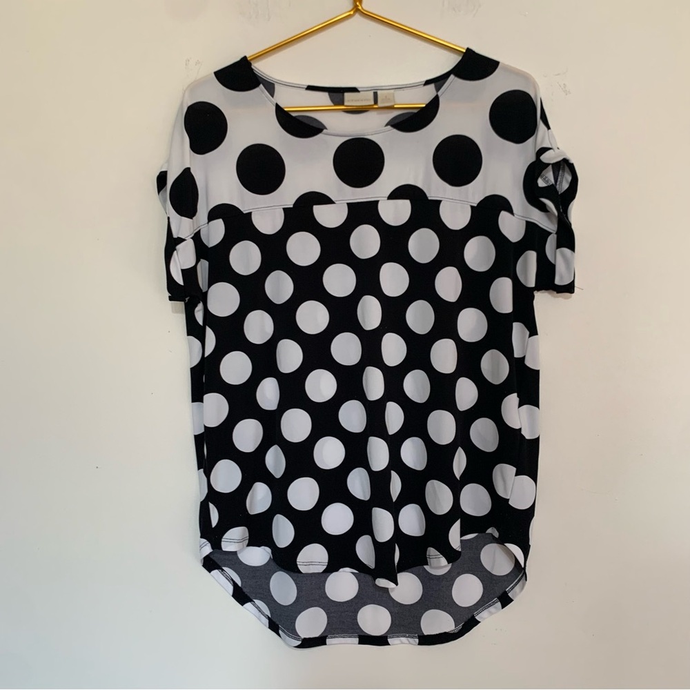 Chico's Monochrome Polka Dot Short Sleeve Tee Chico’s size 1